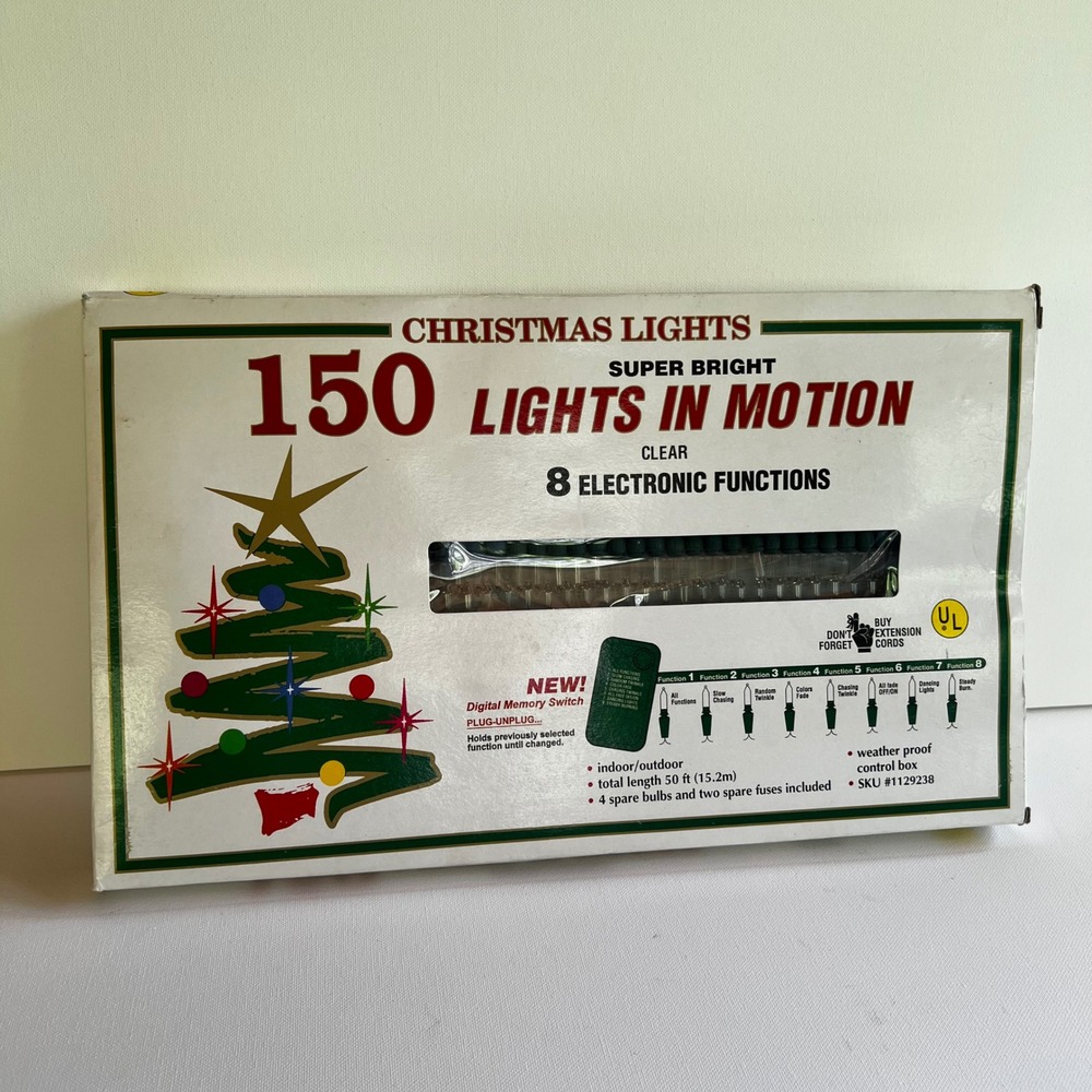 Builders Square 150 Clear Lights In Motion 8 Function Vintage Christmas 50ft NEW